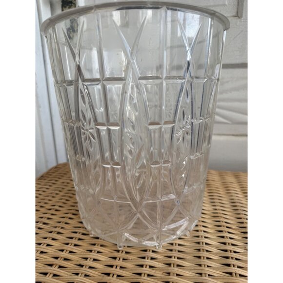 Vintage MCM Clear Lucite Acrylic Floral Waste Basket Trash Can - Picture 9 of 13